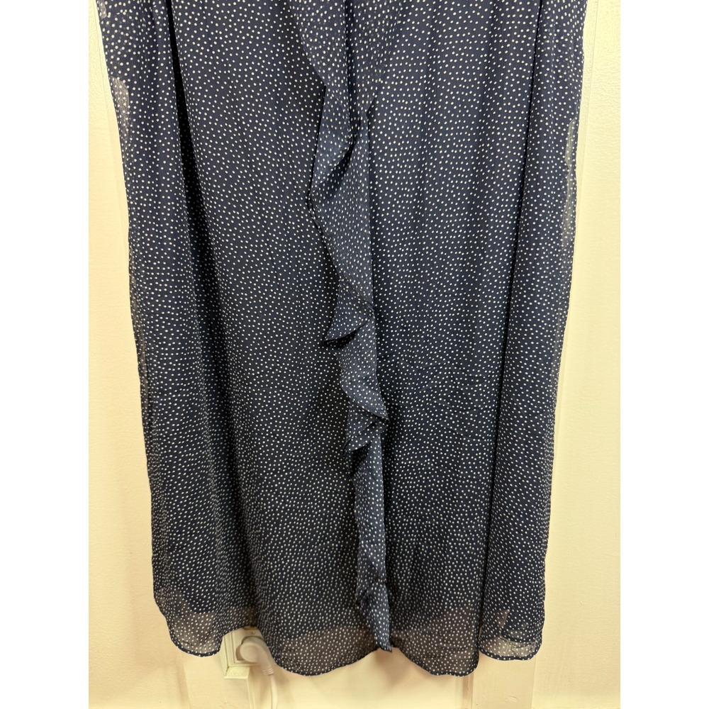 Emma & Michele Navy Blue Polka Dot Ruffle Front Sleeveless Shift Dress 2X - Picture 4 of 10